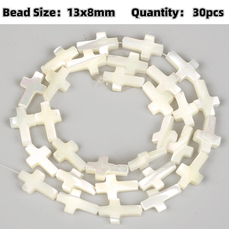 Shell Beads Mother of Pearl Evil Eye Heart Cross Spacer Beads
