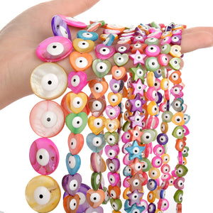 Shell Beads Multicolor Evil Eye Spacer Beads