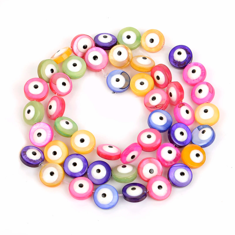 Shell Beads Multicolor Evil Eye Spacer Beads
