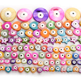 Shell Beads Multicolor Evil Eye Spacer Beads
