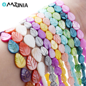 Natural Shell Beads Multicolour Tree leaf Spacer Beads Carving For Charms