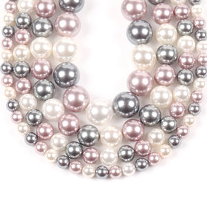 Gray Pink Shell Beads Round Beads For Jewelry Making Diy Necklace Bracelet