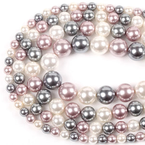 Gray Pink Shell Beads Round Beads For Jewelry Making Diy Necklace Bracelet