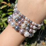 Gray Pink Shell Beads Round Beads For Jewelry Making Diy Necklace Bracelet