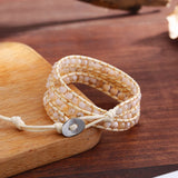 Shell Beads Wrap Bracelet 3 Times Strand Braided Boho Jewelry Gift