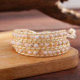 Shell Beads Wrap Bracelet 3 Times Strand Braided Boho Jewelry Gift