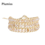 Shell Beads Wrap Bracelet 3 Times Strand Braided Boho Jewelry Gift