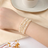 Shell Beads Wrap Bracelet 3 Times Strand Braided Boho Jewelry Gift