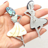Natural Shell Pendant Charms Brooch Pin DIY Jewelry Making 37x80mm