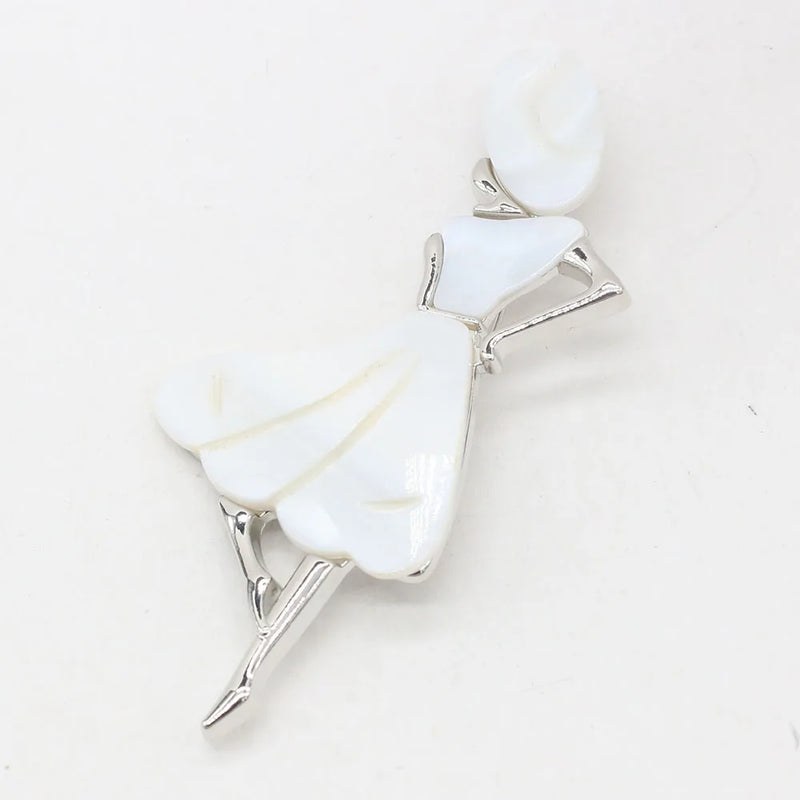 Natural Shell Pendant Charms Brooch Pin DIY Jewelry Making 37x80mm