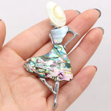 Natural Shell Pendant Charms Brooch Pin DIY Jewelry Making 37x80mm