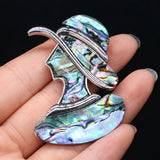 Shell Brooch Lady Hat Abalone Shell Pin Pendant Wedding Party Brooches 40x45mm