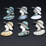 Shell Brooch Lady Hat Abalone Shell Pin Pendant Wedding Party Brooches 40x45mm