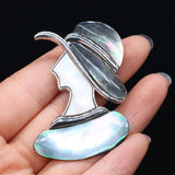 Shell Brooch Lady Hat Abalone Shell Pin Pendant Wedding Party Brooches 40x45mm