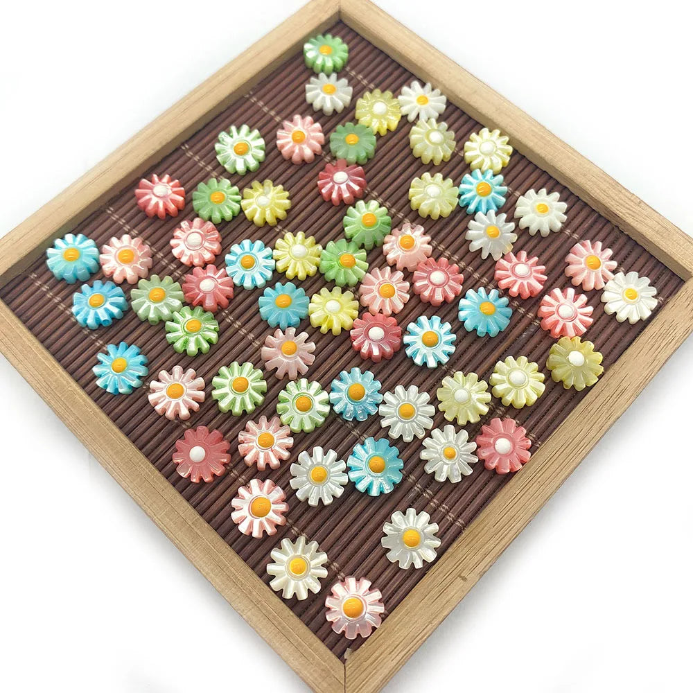 Shell Colored Sun Flower Beads 10-12mm Daisy Spacer Charm DIY Jewelry