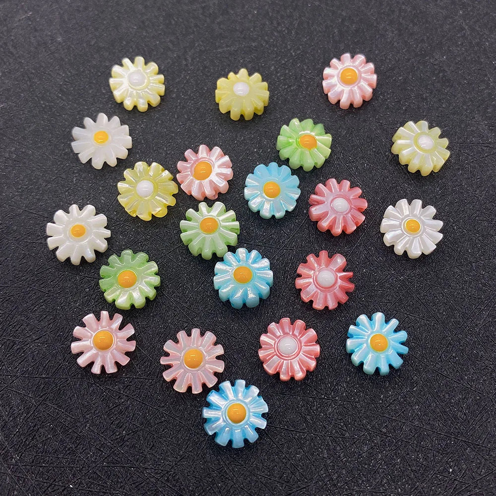 Shell Colored Sun Flower Beads 10-12mm Daisy Spacer Charm DIY Jewelry