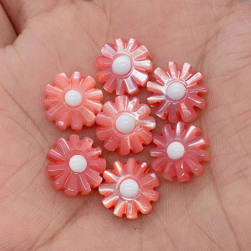 Shell Colored Sun Flower Beads 10-12mm Daisy Spacer Charm DIY Jewelry