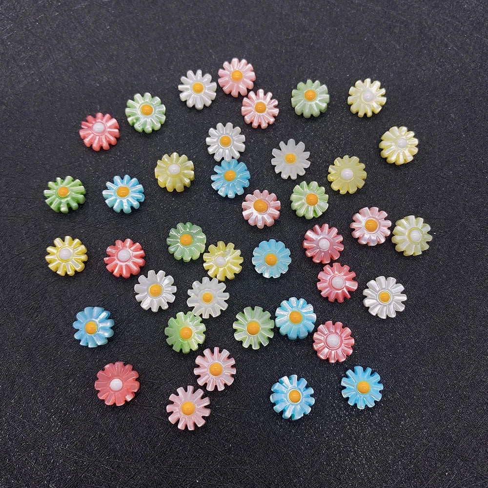 Shell Colored Sun Flower Beads 10-12mm Daisy Spacer Charm DIY Jewelry