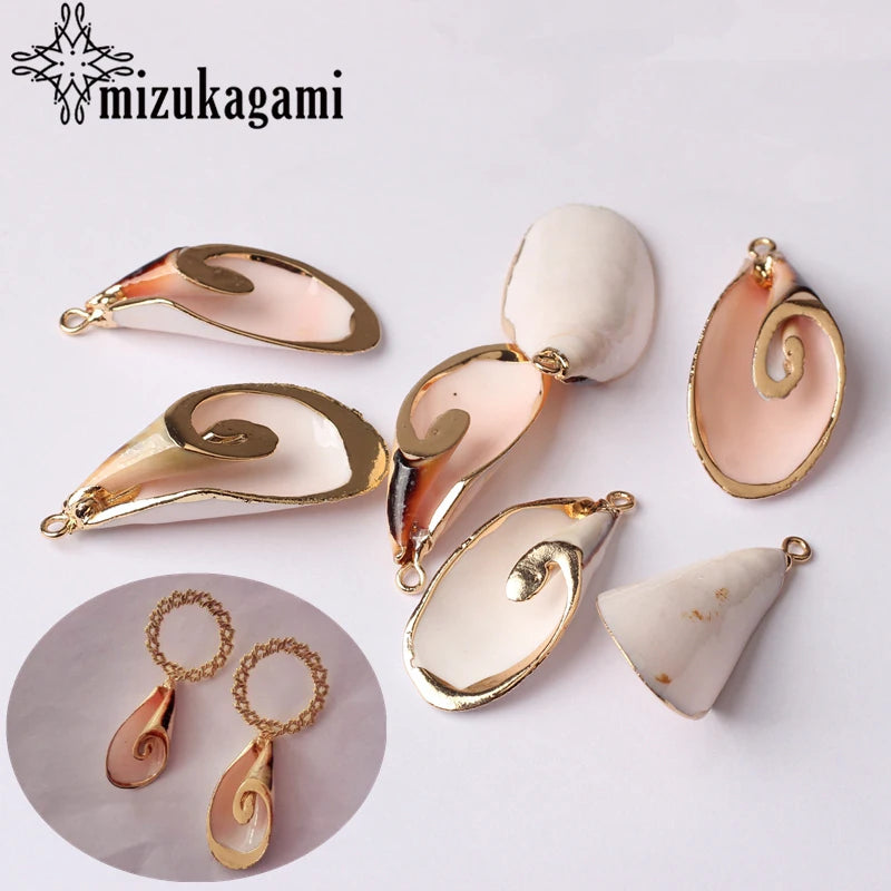 Shell Conch Spiral Charms Pendant Earrings Ornaments DIY Jewelry 10pcs/lot