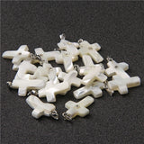 Shell Cross Pendants Mother of Pearl Beads Shell Charms for DIY Jesus Necklace