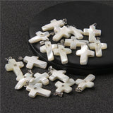 Shell Cross Pendants Mother of Pearl Beads Shell Charms for DIY Jesus Necklace