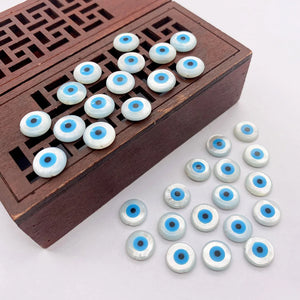 Natural Shell Devil's Eye Evil Eye Round Beads Charm DIY Jewelry