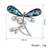 Shell Dragonfly Brooches Alloy Couple Animal Brooch Pins H1302