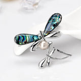 Shell Dragonfly Brooches Alloy Couple Animal Brooch Pins H1302