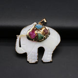 Natural Shell Elephant Pendant Charms Druzy Stone DIY Jewelry 45x47mm