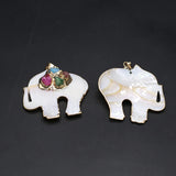 Natural Shell Elephant Pendant Charms Druzy Stone DIY Jewelry 45x47mm