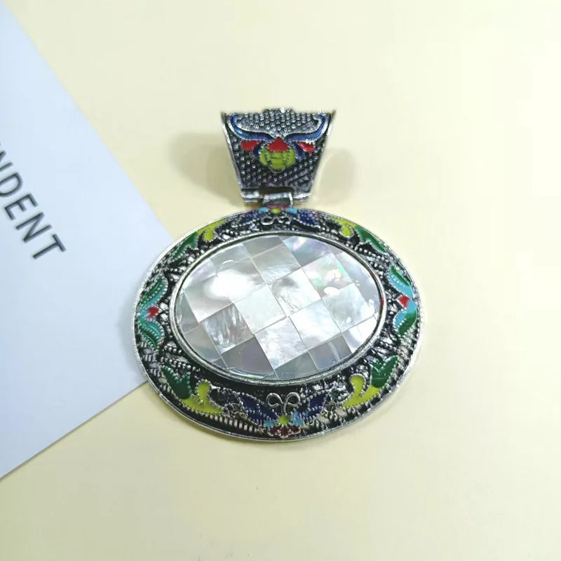 Natural Shell Inlaid Pendant Abalone Shell for DIY Necklace Jewelry