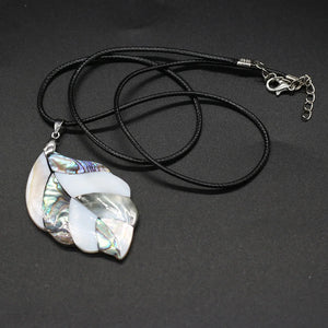Shell Necklace Leaf Pendant Leather Cord Charms for Women Romantic Gift