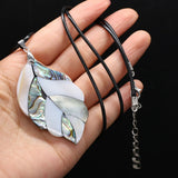Shell Necklace Leaf Pendant Leather Cord Charms for Women Romantic Gift