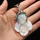 Shell Necklace Leaf Pendant Leather Cord Charms for Women Romantic Gift