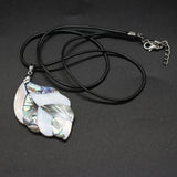 Shell Necklace Leaf Pendant Leather Cord Charms for Women Romantic Gift