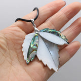 Shell Necklace Leaf Pendant Leather Cord Charms for Women Romantic Gift