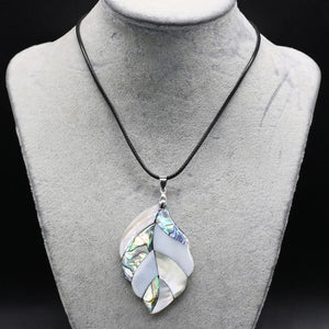 Shell Necklace Leaf Pendant Leather Cord Charms for Women Romantic Gift