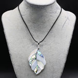 Shell Necklace Leaf Pendant Leather Cord Charms for Women Romantic Gift