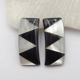 Natural Shell Obsidian Earrings Beads Pair for DIY Jewelry Making 24x10x3mm