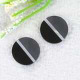 Natural Shell and Obsidian with Hematite Round Earrings Pair