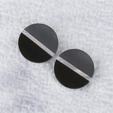 Natural Shell and Obsidian with Hematite Round Earrings Pair