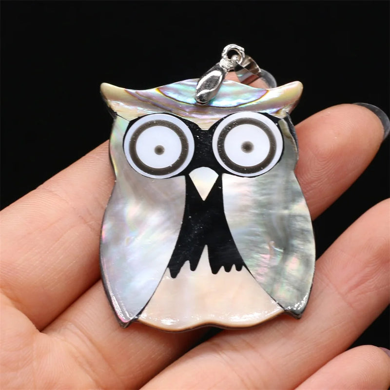 Mother of Pearl Shell Owl Charm Pendant for DIY Jewelry Making