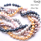 Natural Shell Painted Colors 8mm 50pcs/lot Round Loose Beads