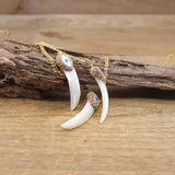 Shell Pave Rhinestone Evil Eye Horn Pendant Necklace