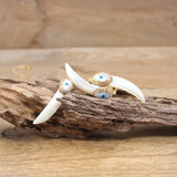 Shell Pave Rhinestone Evil Eye Horn Pendant Necklace