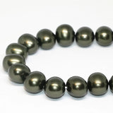 Natural Shell Pearl Ink Green Loose Beads 13*15mm Irregular Shape