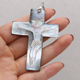 Cross Shape Mother of Pearl Shell Pendant for DIY Necklace Making
