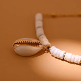 Shell Pendant Necklace Stainless Steel Chain Mother of Pearl Choker