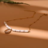 Shell Pendant Necklace Stainless Steel Chain Mother of Pearl Choker