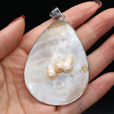 Natural Shell Pendant Mother of Pearl With Pearl Charms for Jewelry Making